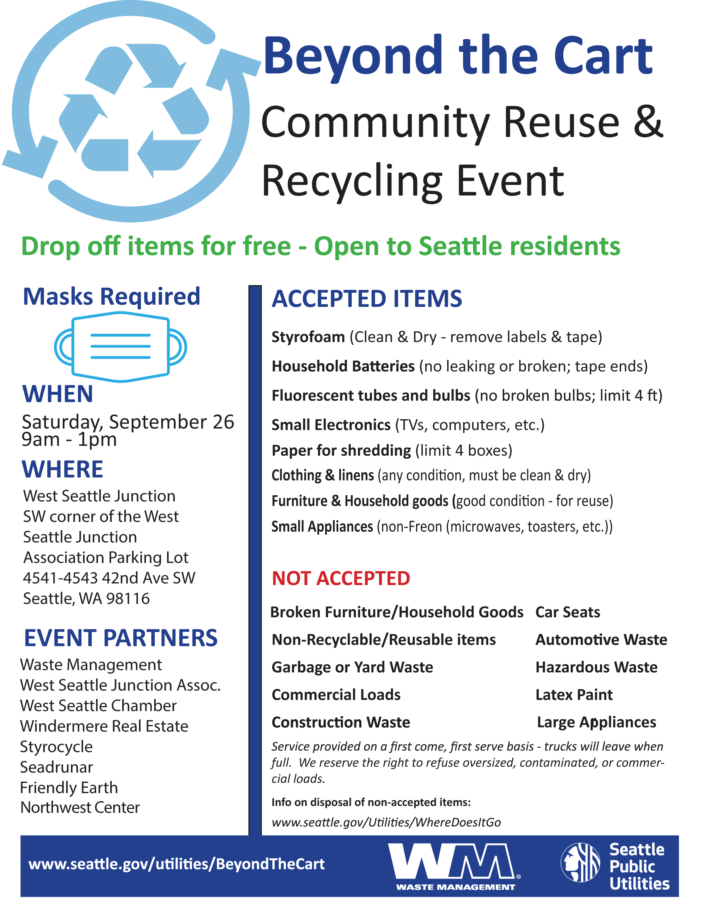 Reuse Recycle Collection Event Flyer West Seattle Event 2020