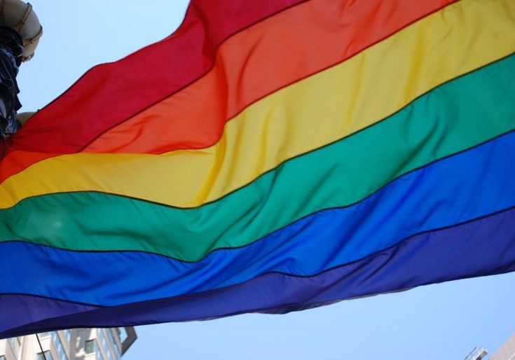 Rainbow flags West Seattle Junction