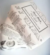 Close-up of a wrapped product.