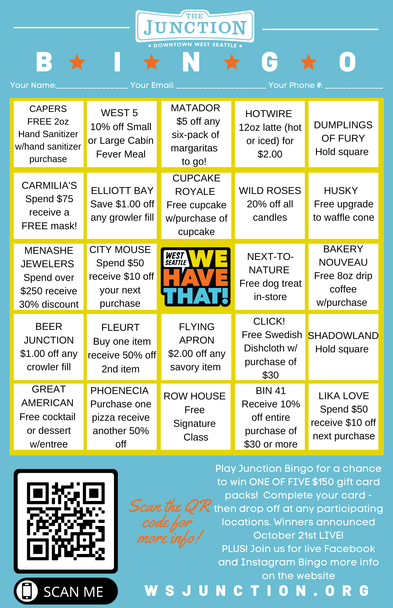 Bingo Card We Have That (5) - West Seattle Junction Association