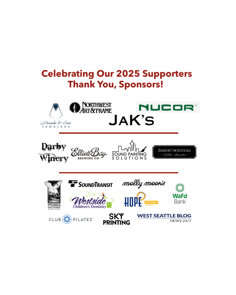 A thank-you graphic for 2025 sponsors, listing logos of various local businesses and organizations on a white background.